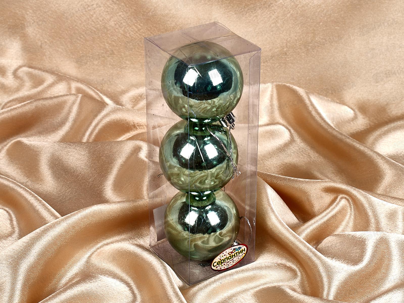 Набор елочных шаров 3шт &quotГлянец&quot 6см темный нефрит 201-1697