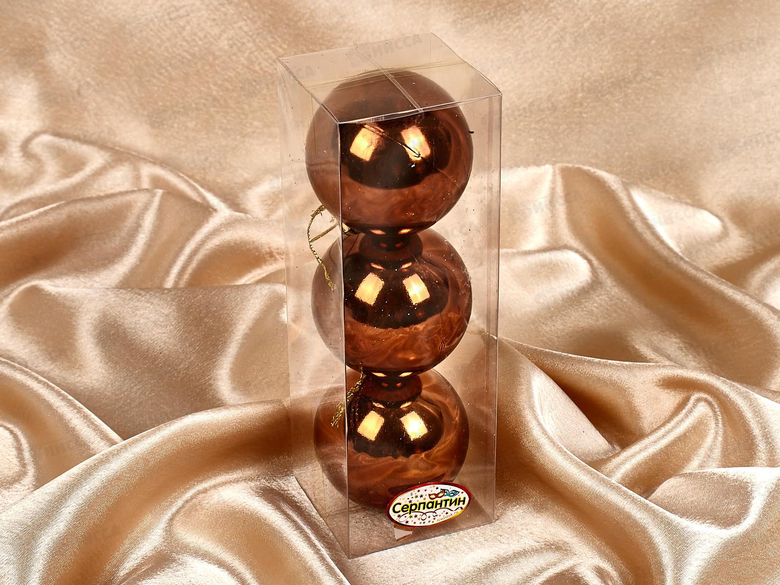 Набор елочных шаров 3шт &quotГлянец&quot 6см шоколад 201-1696