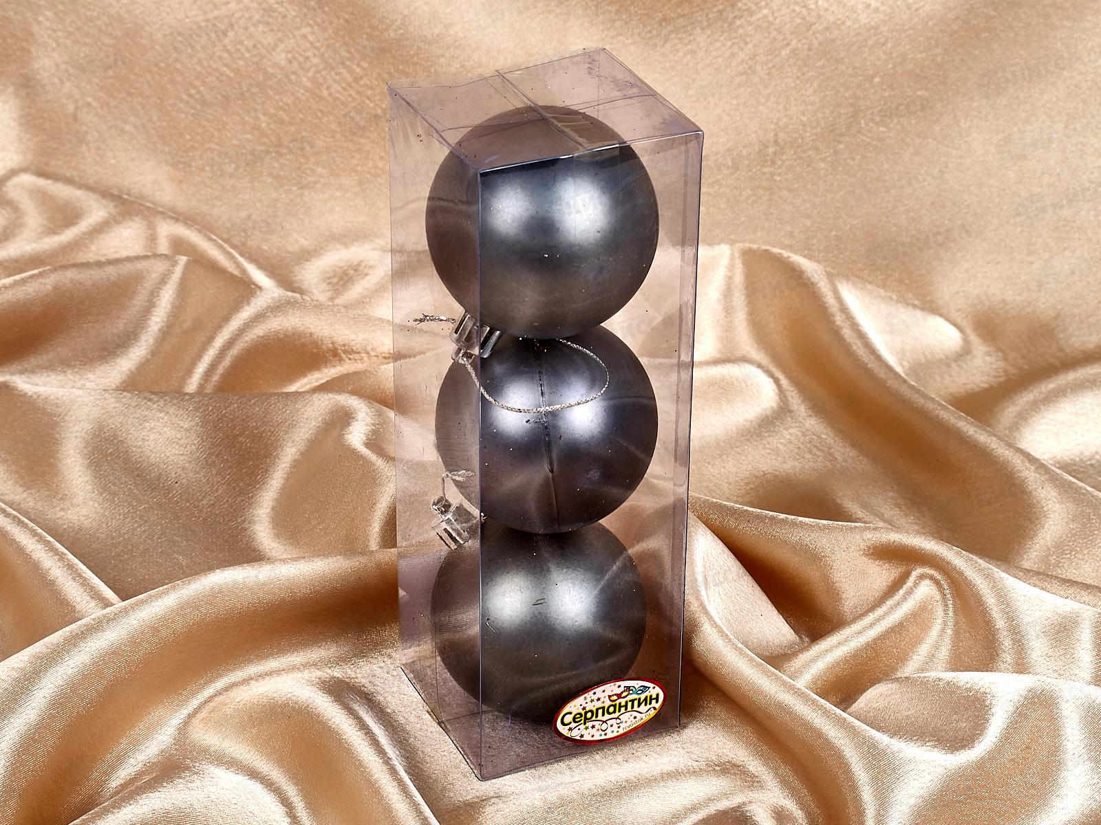 Набор елочных шаров 3шт &quotМатовый&quot 6см графит 201-1703