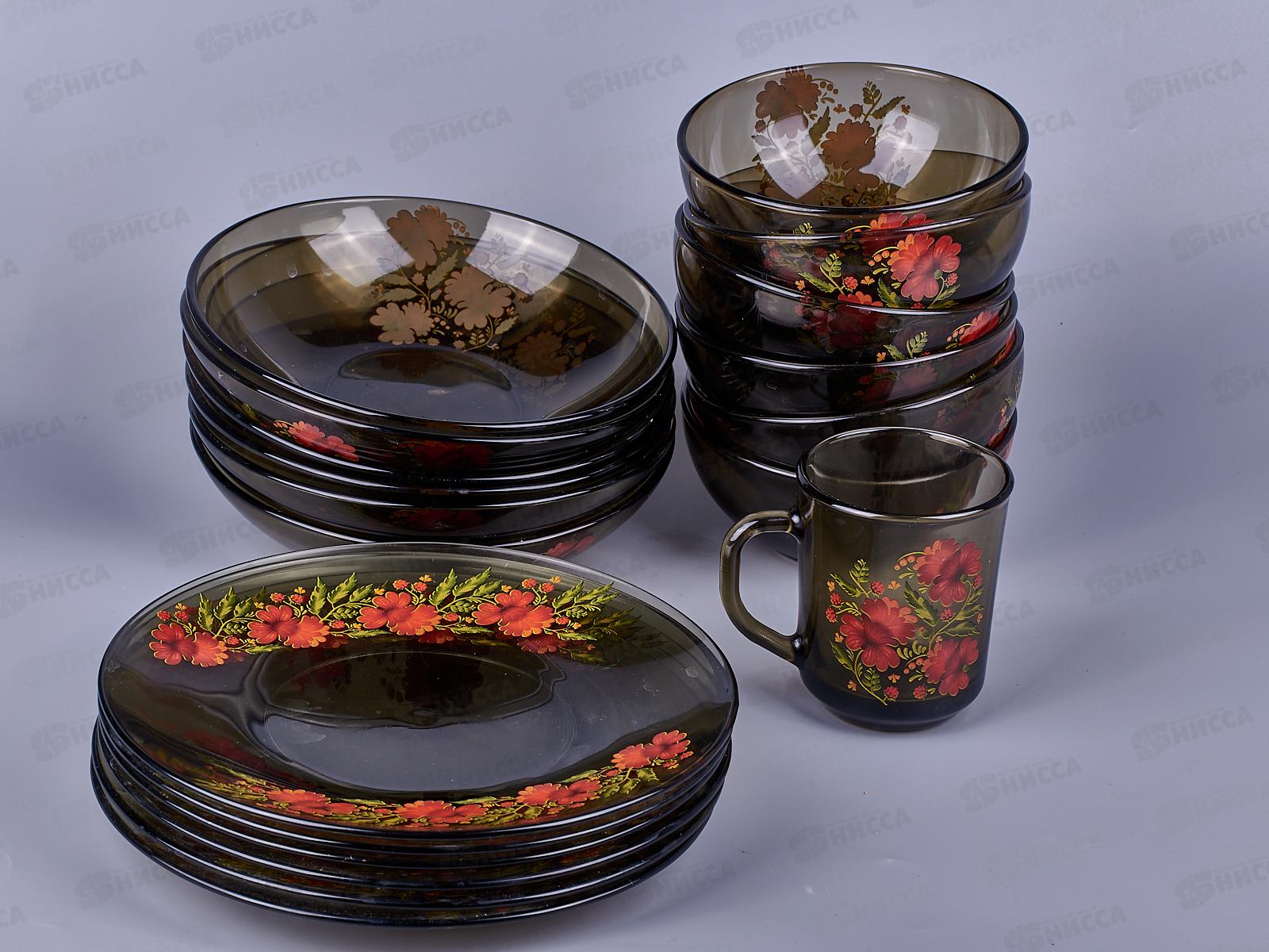 Набор столовый 24пр &quotРусский узор&quot дымка 62151 *1