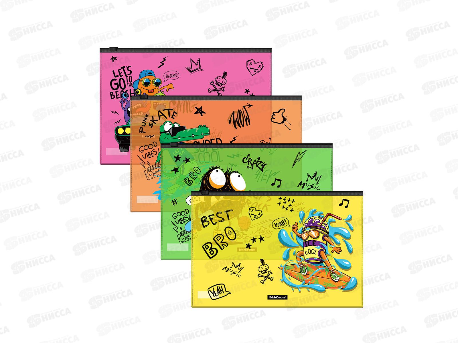 Папка на молнии EK B5, Funny Monsters асс.  54920 *12/240