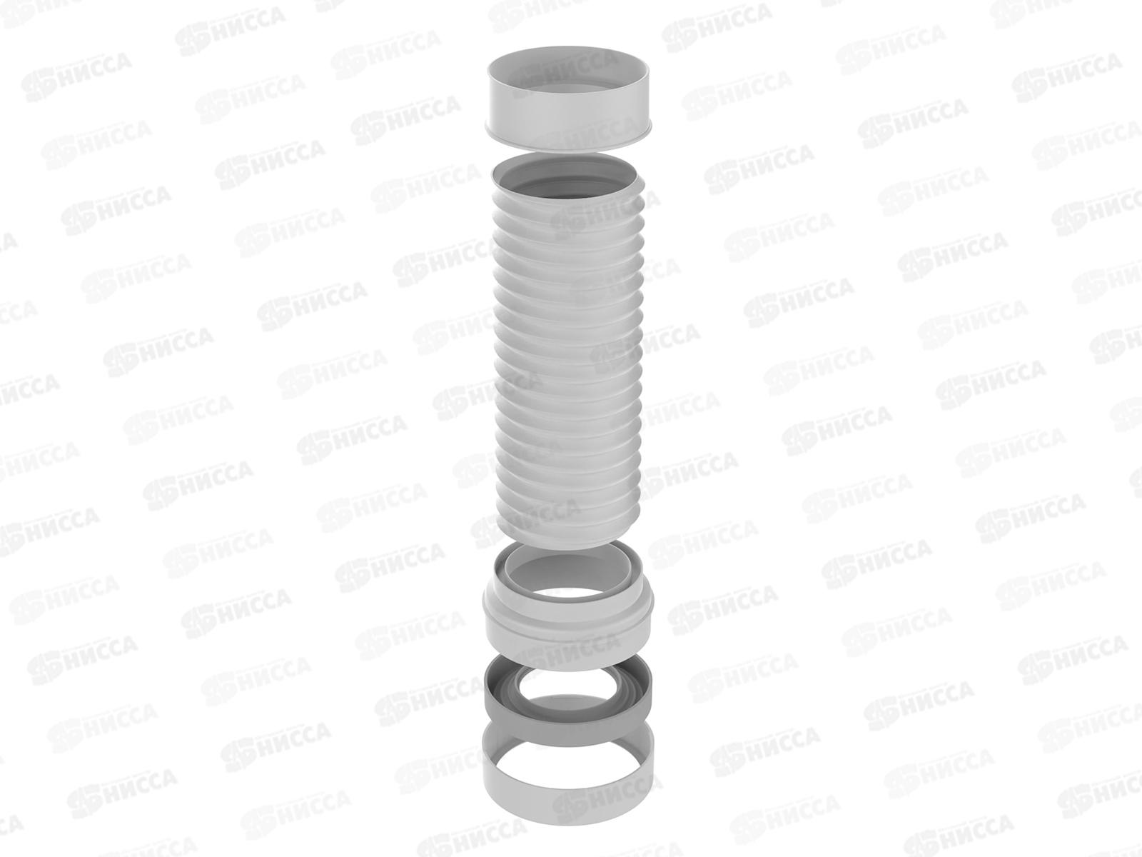 Удлинитель гибкий для унитаза армированный 200-340мм, с фановым выходом, T911 *27