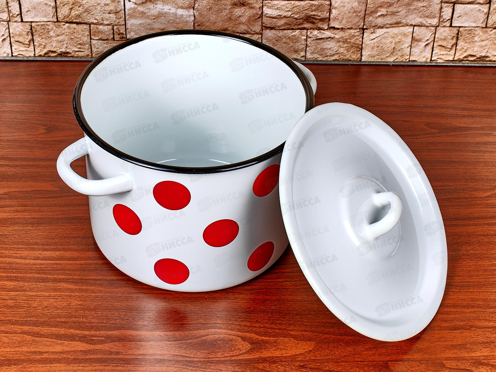 Кастрюля 3,5л цилиндрическая  Красный горох, с петлей  С1612*79