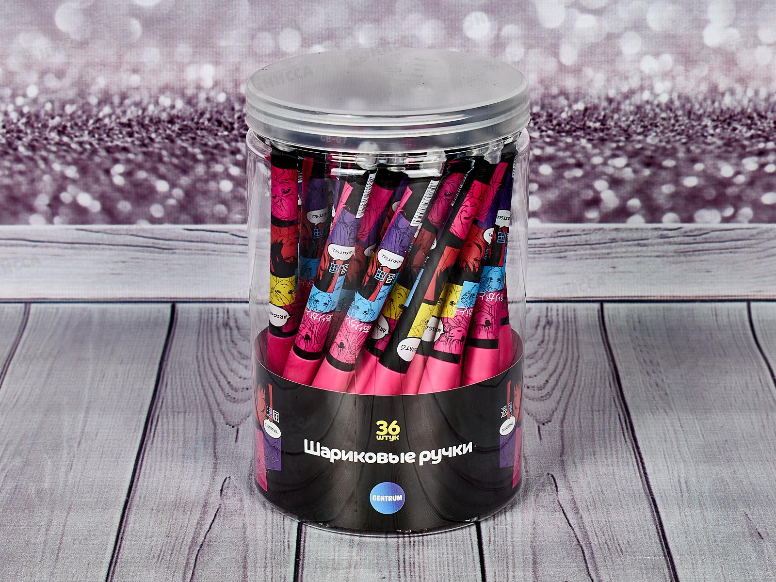 Ручка шариковая CENTRUM Аниме Цветные квадраты, синяя, 0.7мм,70512 *36