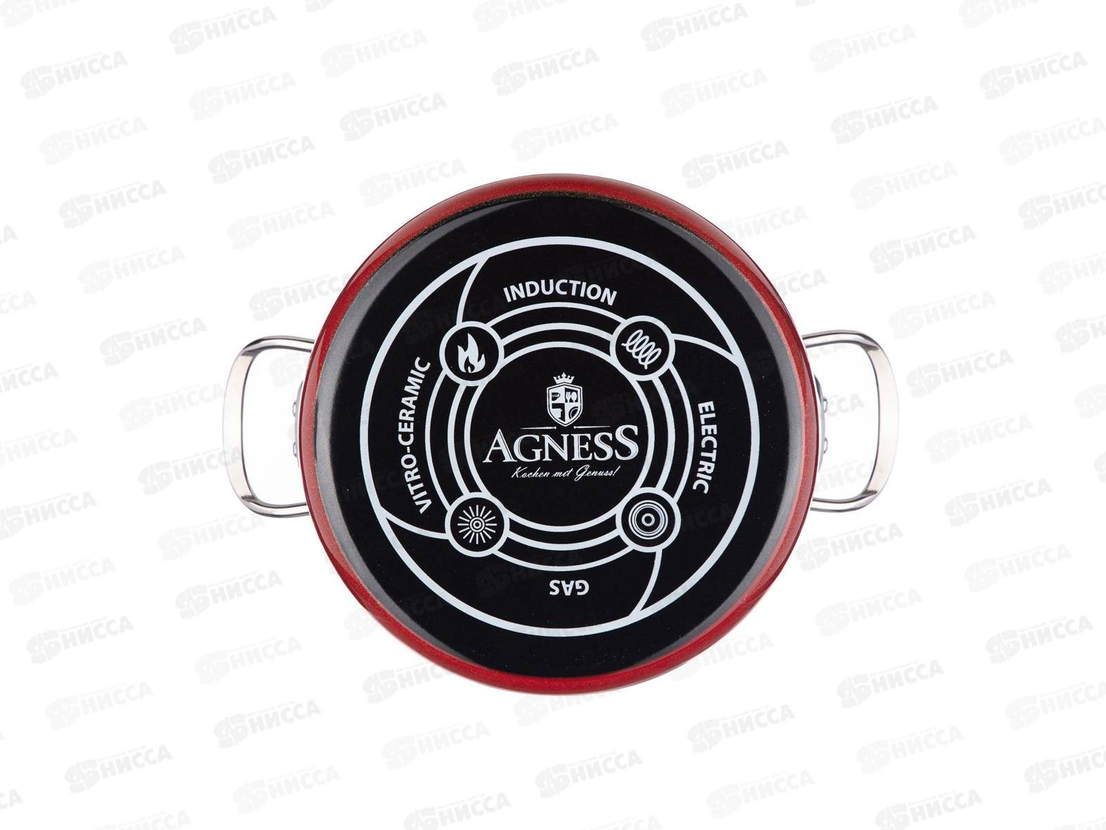 Кастрюля эмаль Deluxe со стеклянной крышкой красный 3,1л 901-051