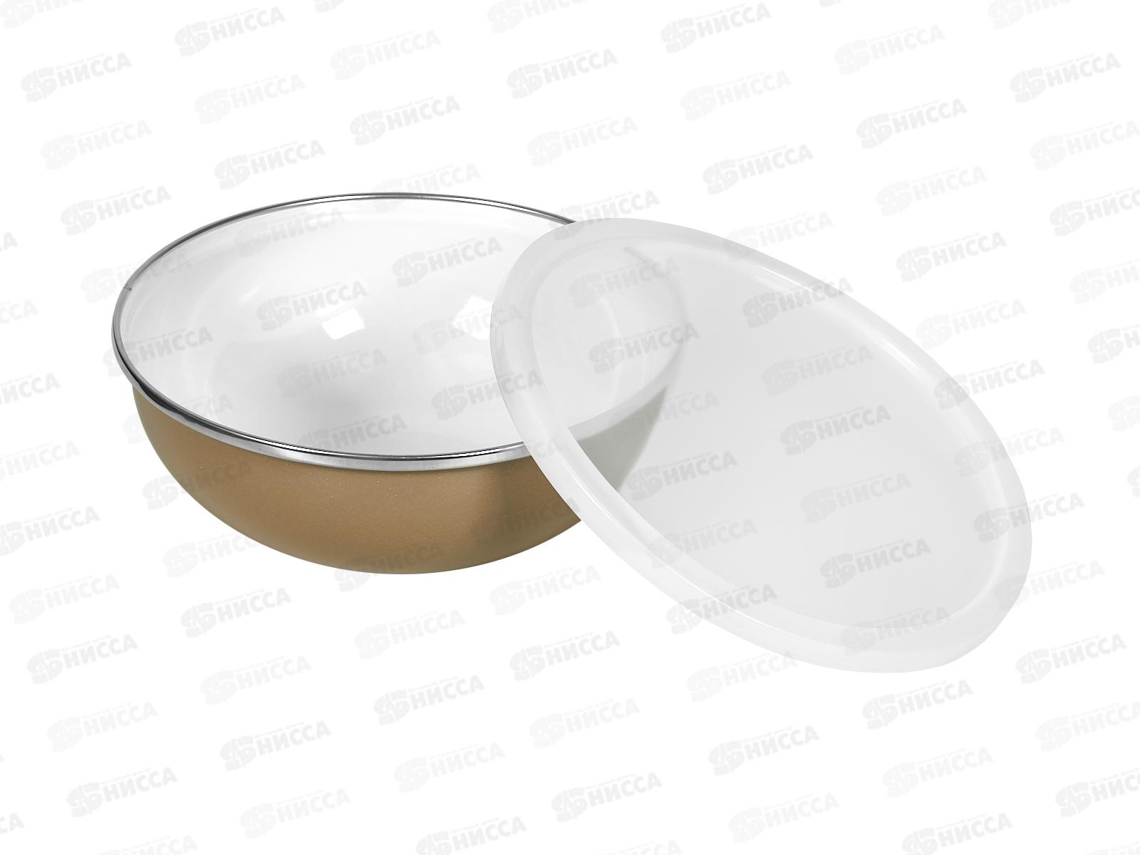 Набор мисок эмаль Deluxe с пластик крышками, кофейный 4пр 901-086