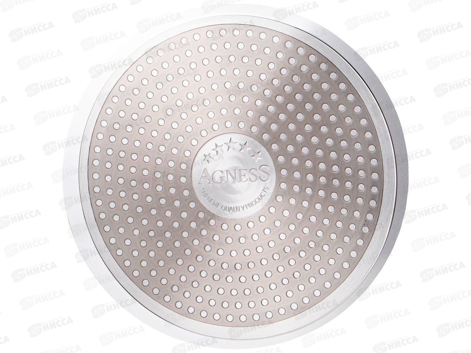 Сковорода Agness Spicy с мрам,антипригар покрыт,шампань 26см  947-532