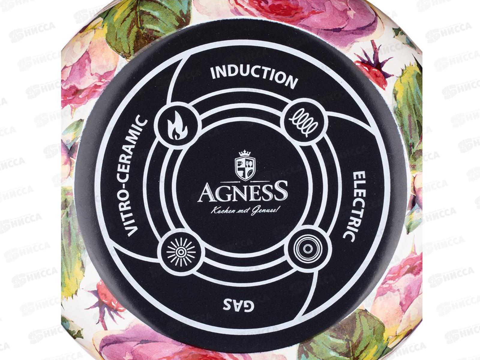 Кастрюля Agness эмаль Винтаж 6,1л с крышкой индукция 950-025