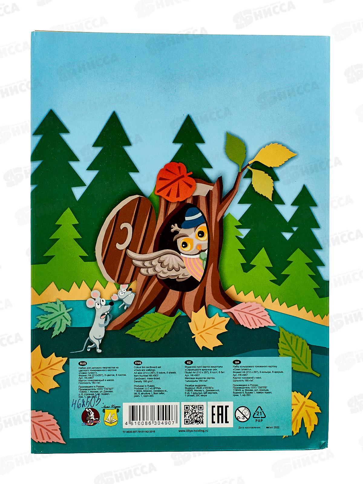 Цветной карт. ЛХ А4 8л  8цв Совки гуляют НК-4907 *30