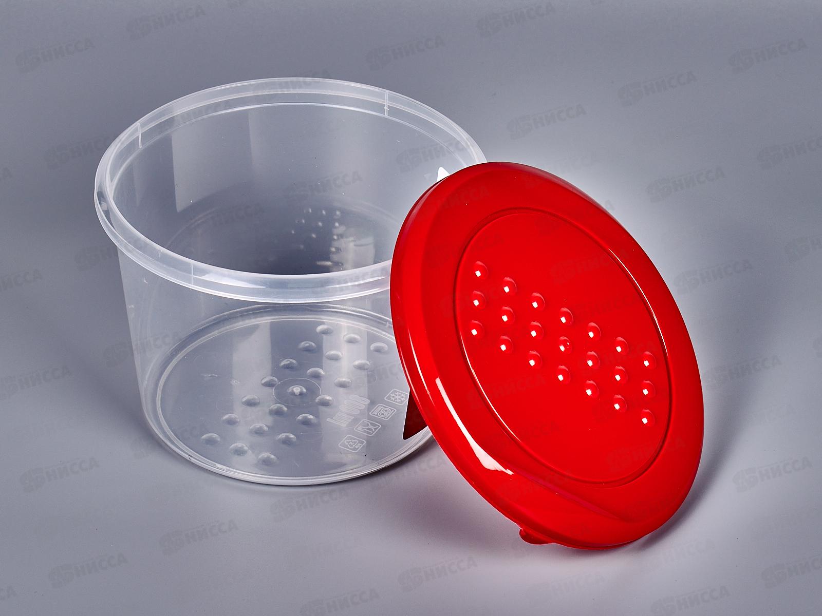 Контейнер для продуктов &quotAsti&quot круглый 0,8л красный 221100606/03*22