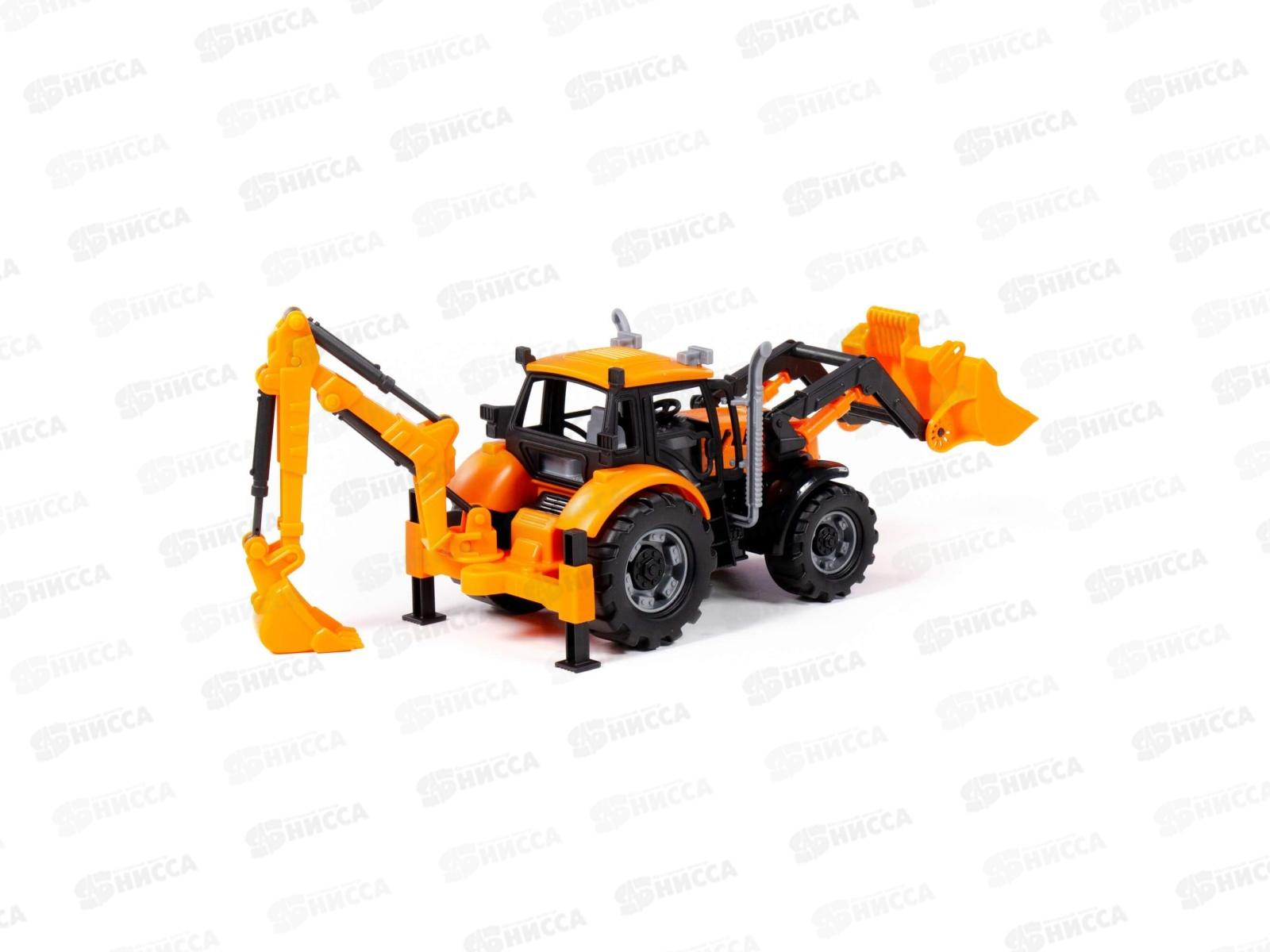 Экскаватор-погрузчик &quotПрогресс&quot (оранжевый) в коробке, 91789  *8