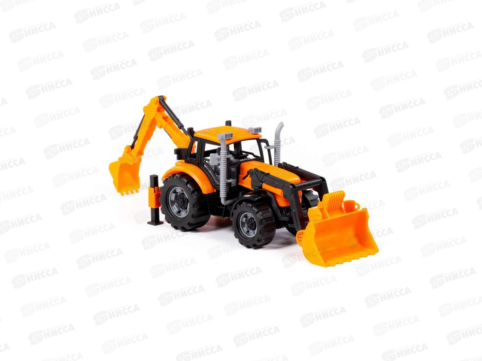 Экскаватор-погрузчик &quotПрогресс&quot (оранжевый) в коробке, 91789  *8