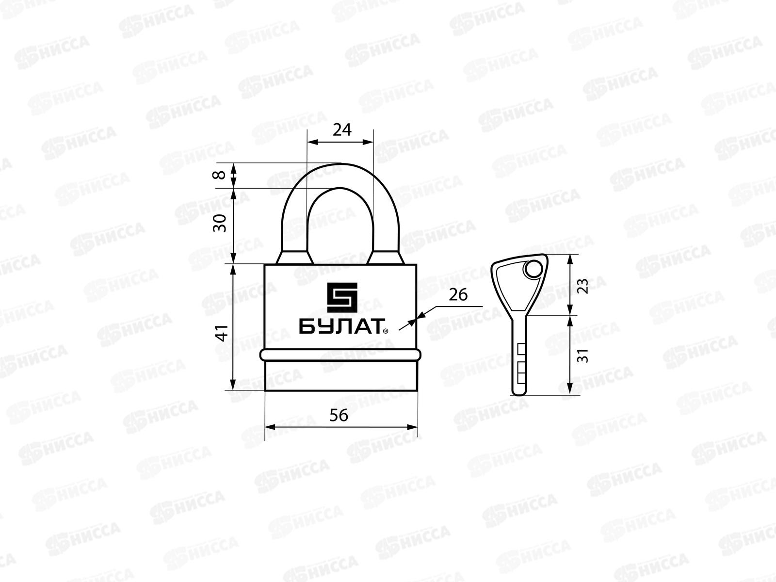 Замок навесной БУЛАТ ВС 3-Н55 ПЛ Всепогодный 5кл *6 13 983