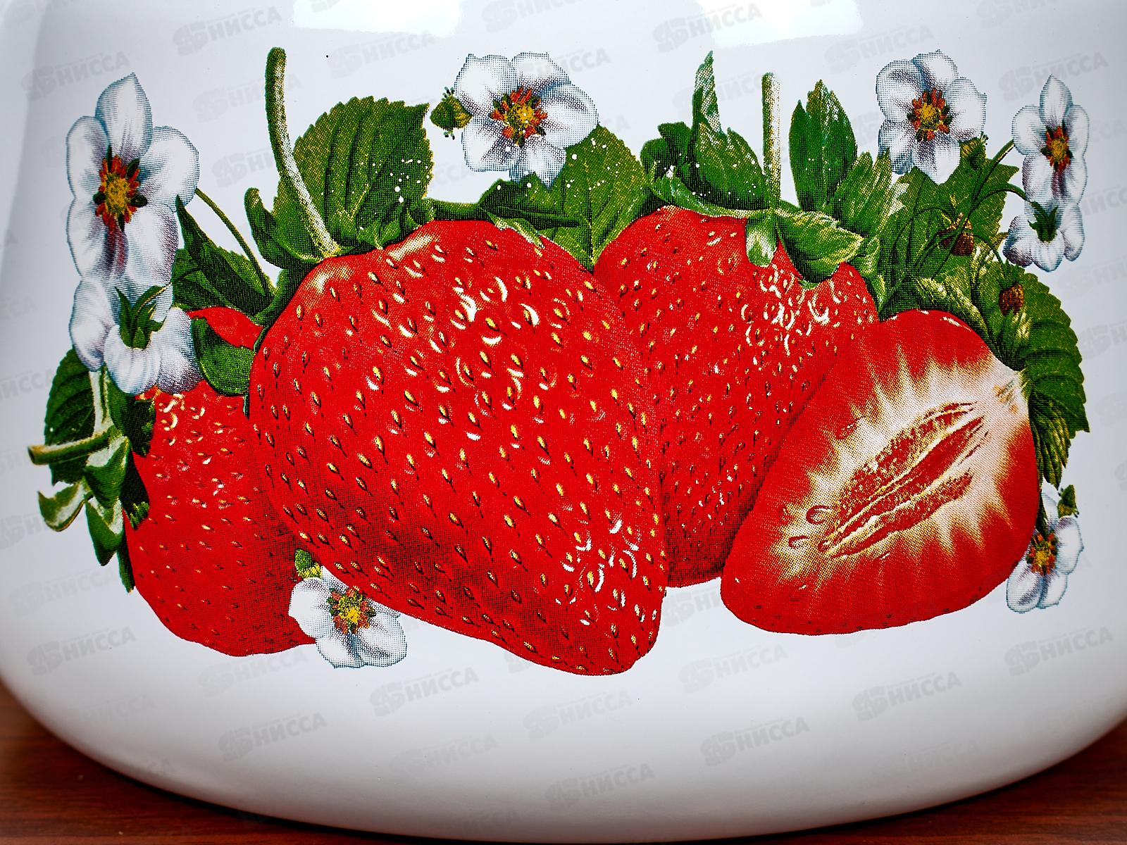 Чайник 2,3л Клубника садовая, белый с пласт. кнопкой  С2714.3*59