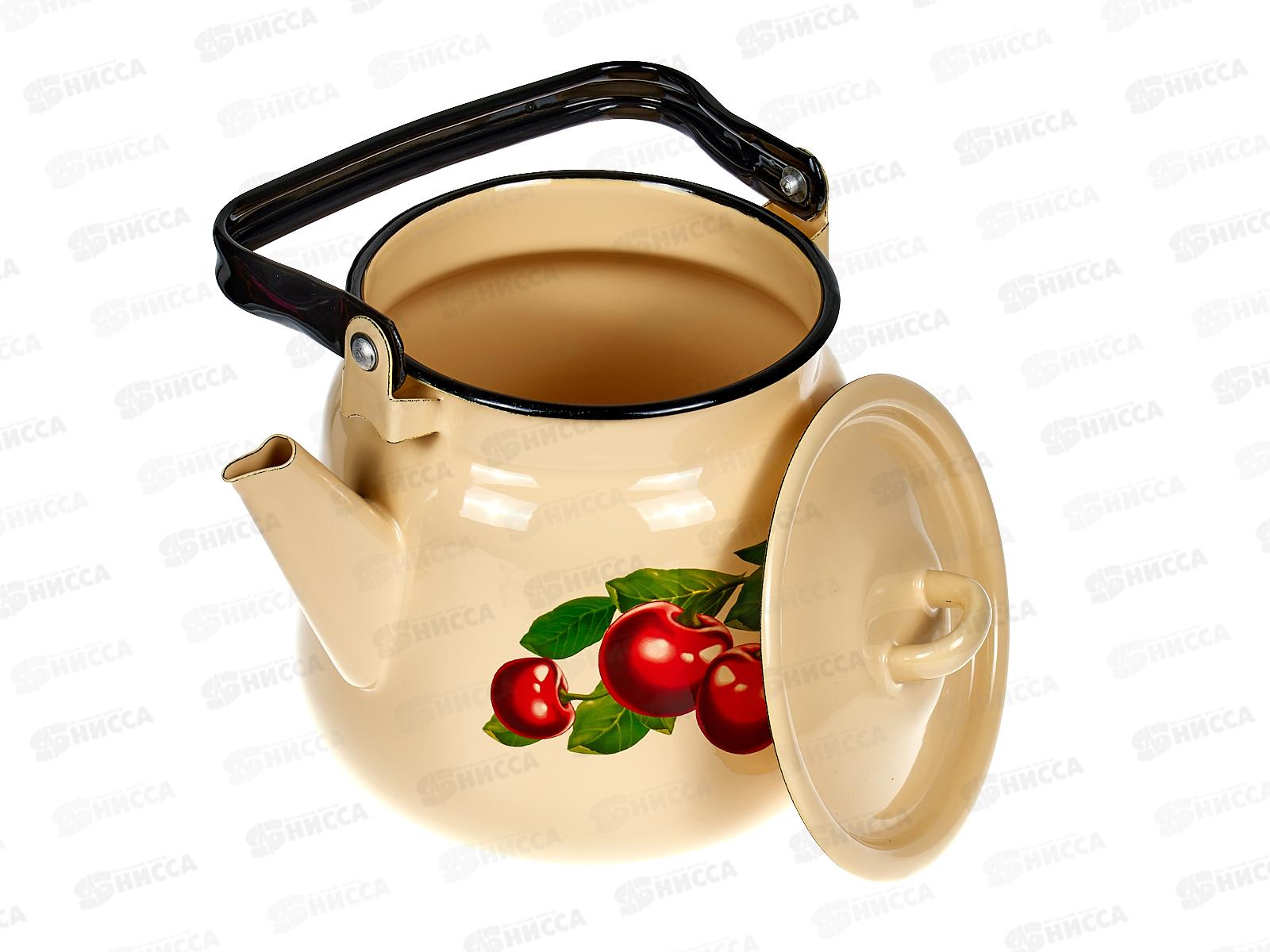 Чайник 3,5л декор сфер. Вишневый сад, палевый с петлей С2716.П*55