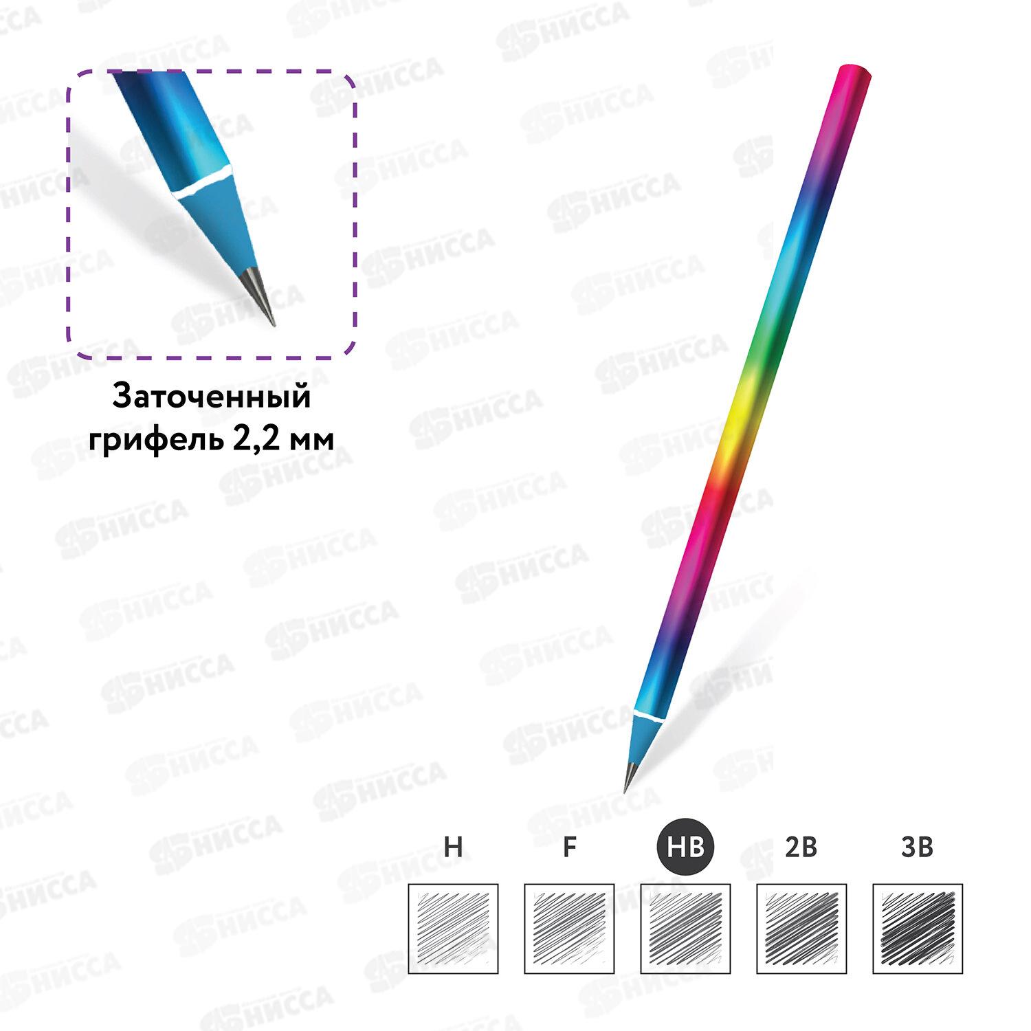 Карандаш чернографитный Юнландия Радуга, HВ 181786 *45/360
