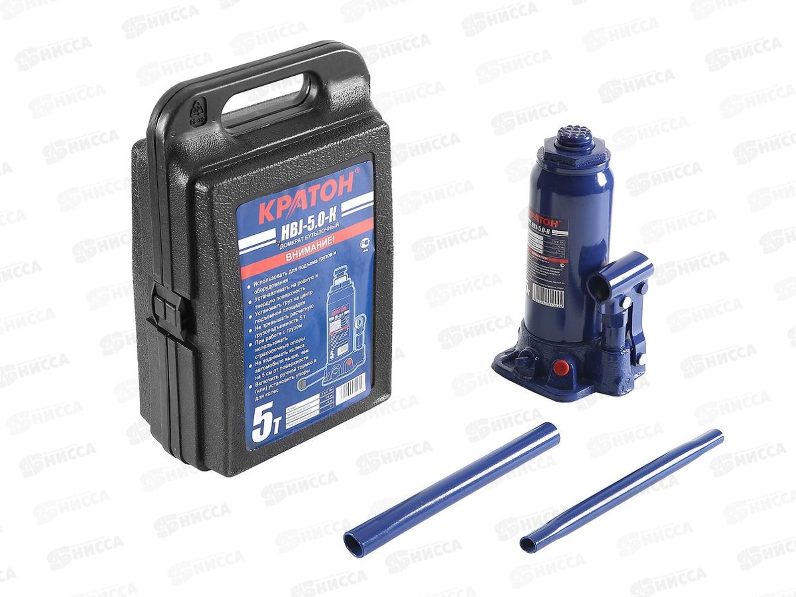 Домкрат гидравлический бутылочный 5т, высота под.216-413мм, Кратон HBJ-5.0