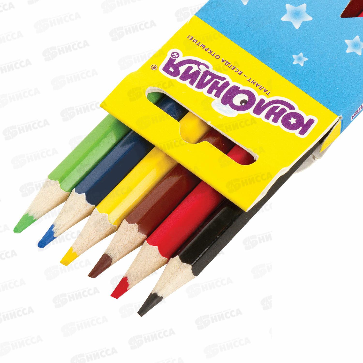 Карандаши 6 цветов Юнландия Забавные картинки, заточенные,181642*24