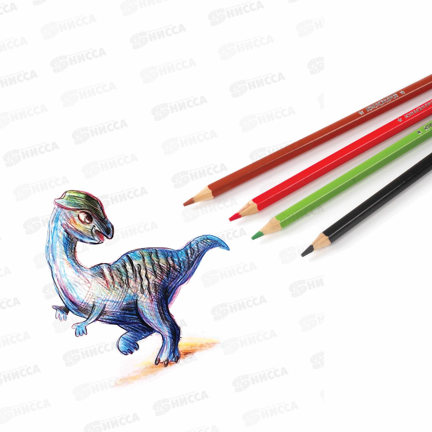 Карандаши 6 цветов Юнландия Забавные картинки, заточенные,181642*24