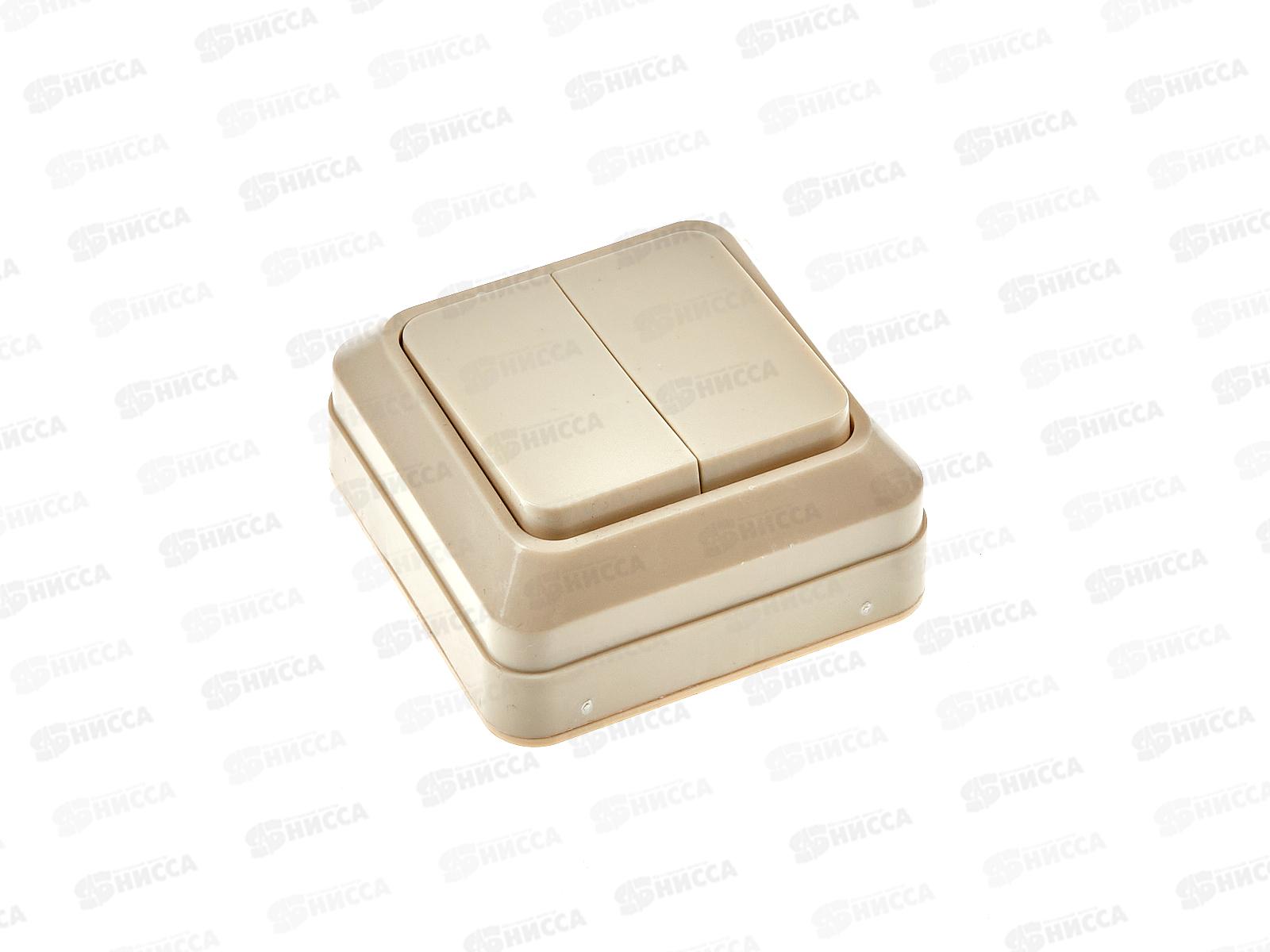 Выключатель Прогресс FITоткрытой установки 2клавиши без подсветки бежевый 10/200