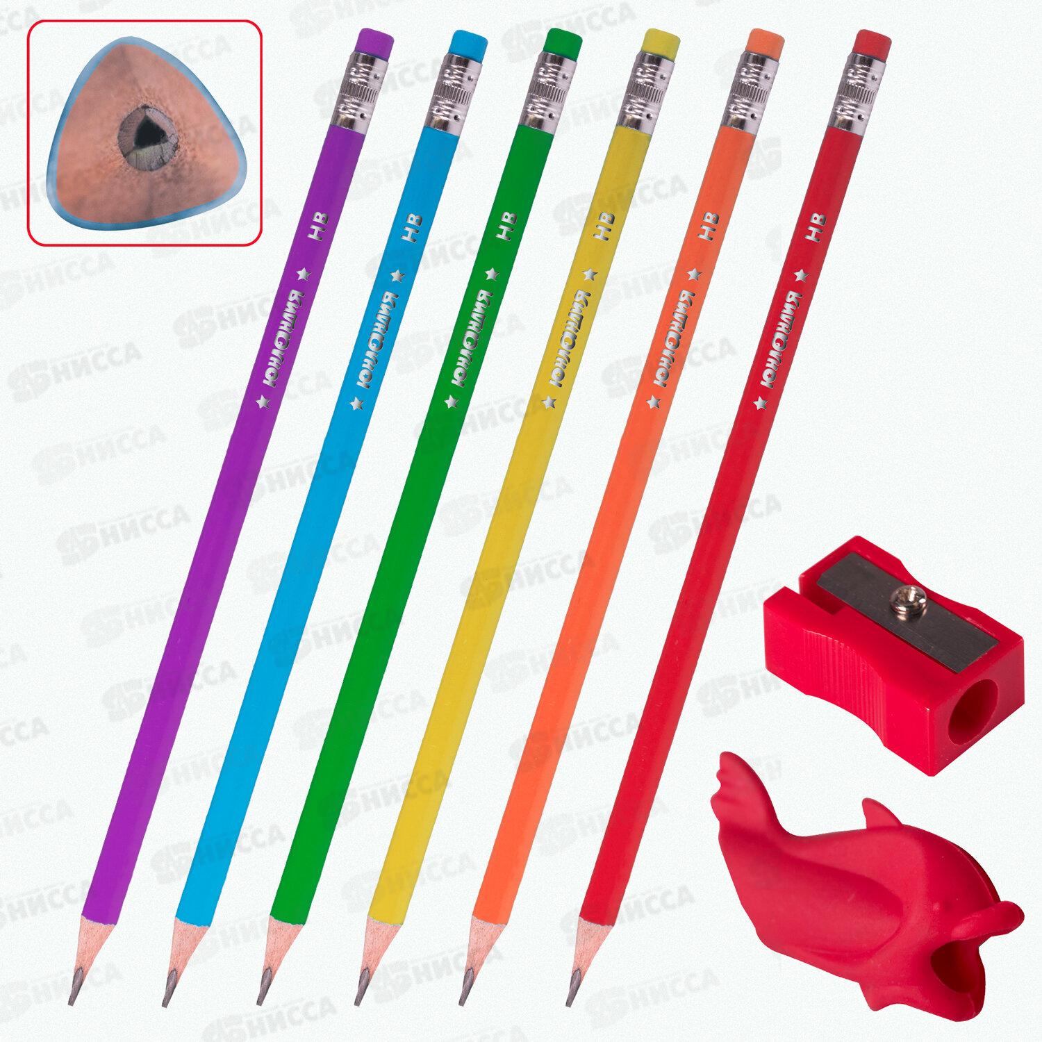 Набор Юнландия карандаш чернографитный 12 штук+точилка+держатель,181784*12