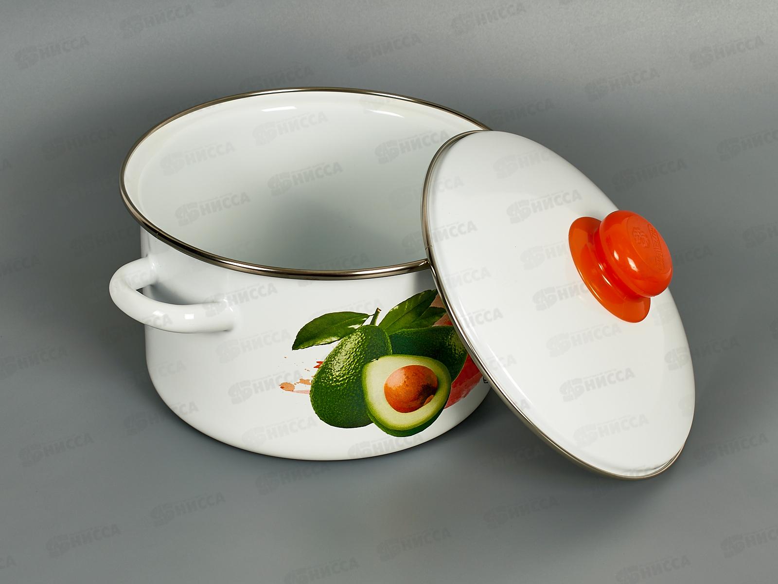 Кастрюля 3,0л эмалированная с рисунком 01-Б1612/4 Авокадо *4