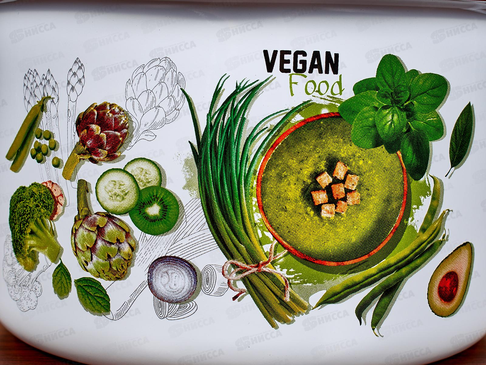 Кастрюля 3,0л эмалированная с рисунком 01-Б1612/4 Веган *4