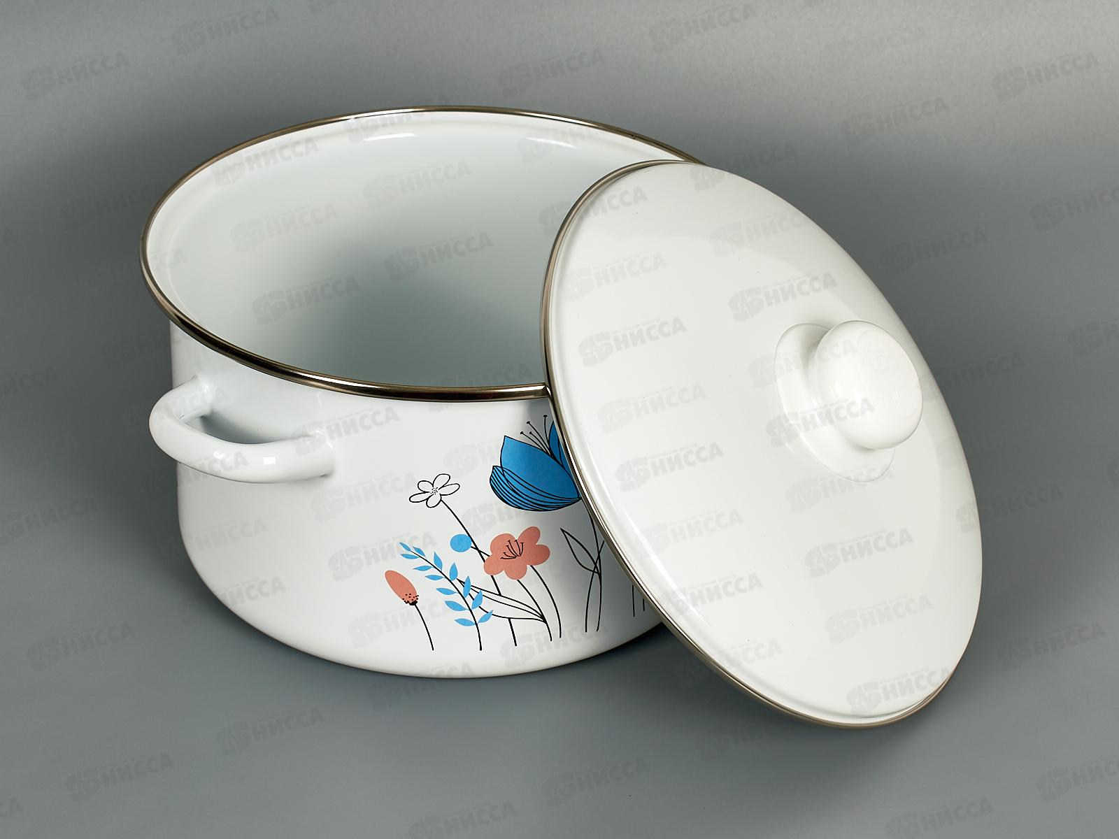 Кастрюля 4,0л эмалированная с рисунком 01-Б1614/4 Цветочки *4