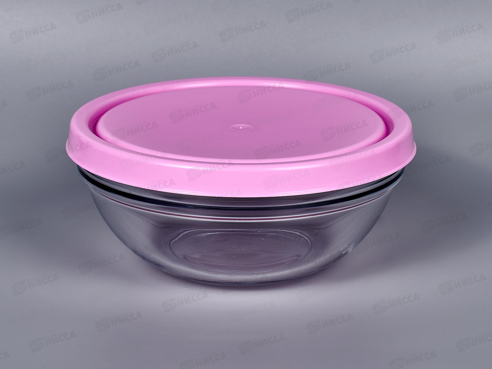 Набор салатников Шеф 172мм 2шт из закаленного стекла с розовой крышкой 53563BTD2
