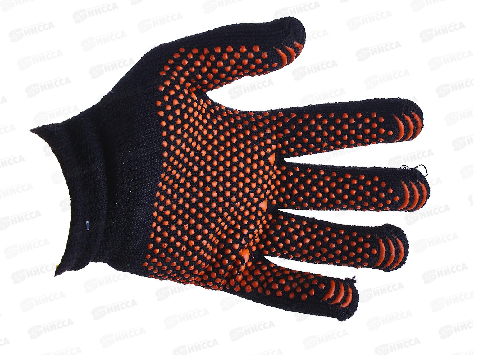 Перчатки хлопчатобумажные плотной вязки с ПВХ, &quotТочка&quot, черные, 8, 10кл., 72-75г, TDM, 0210 *100