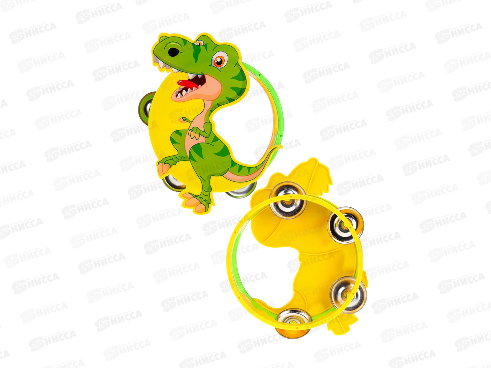 Бубен &quotДинозаврик&quot 2 вида микс, ИМ-5838 в пакете