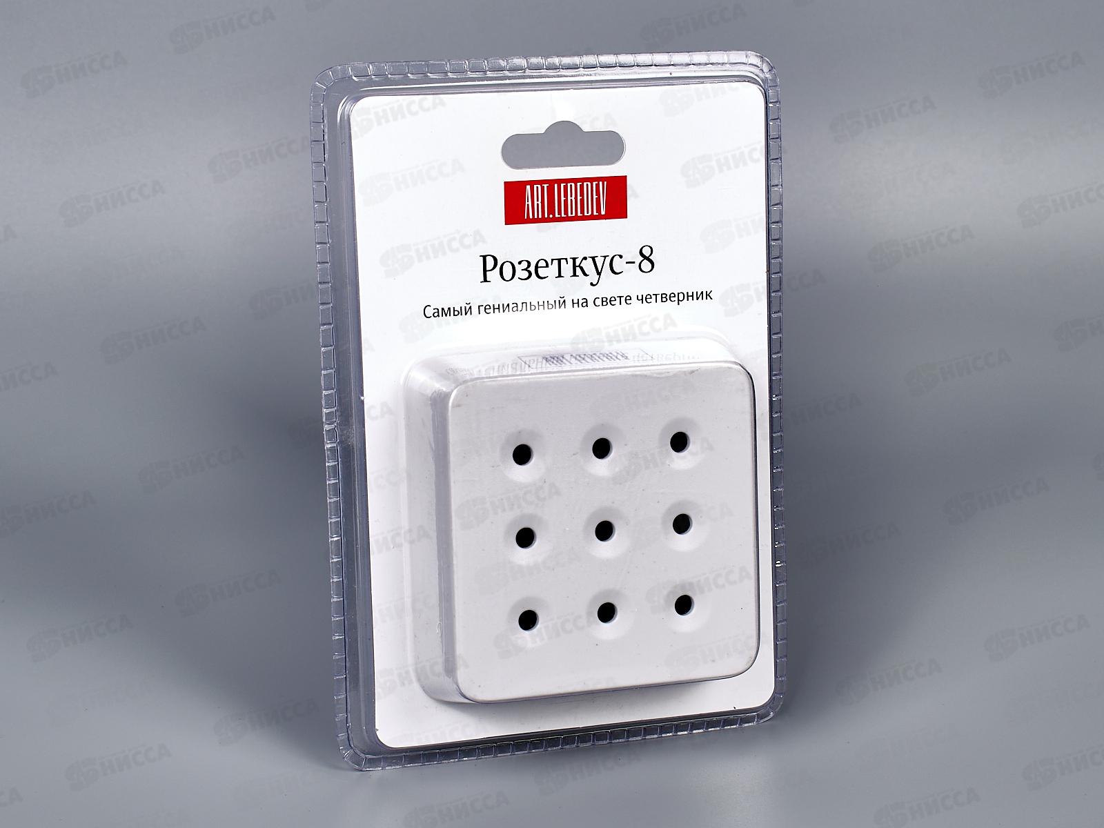 Переходник REV 3x3 на 4 розетки, подсветка, б/з, 10А, светло-серый, ART.LEBEDEV, 30001