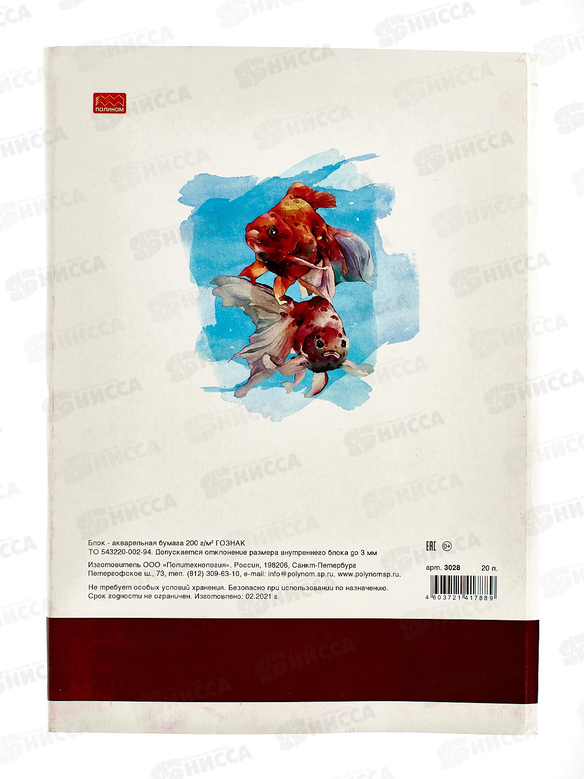 Папка для акварели А4 20л ПЛН плотность P200, 3028 *20