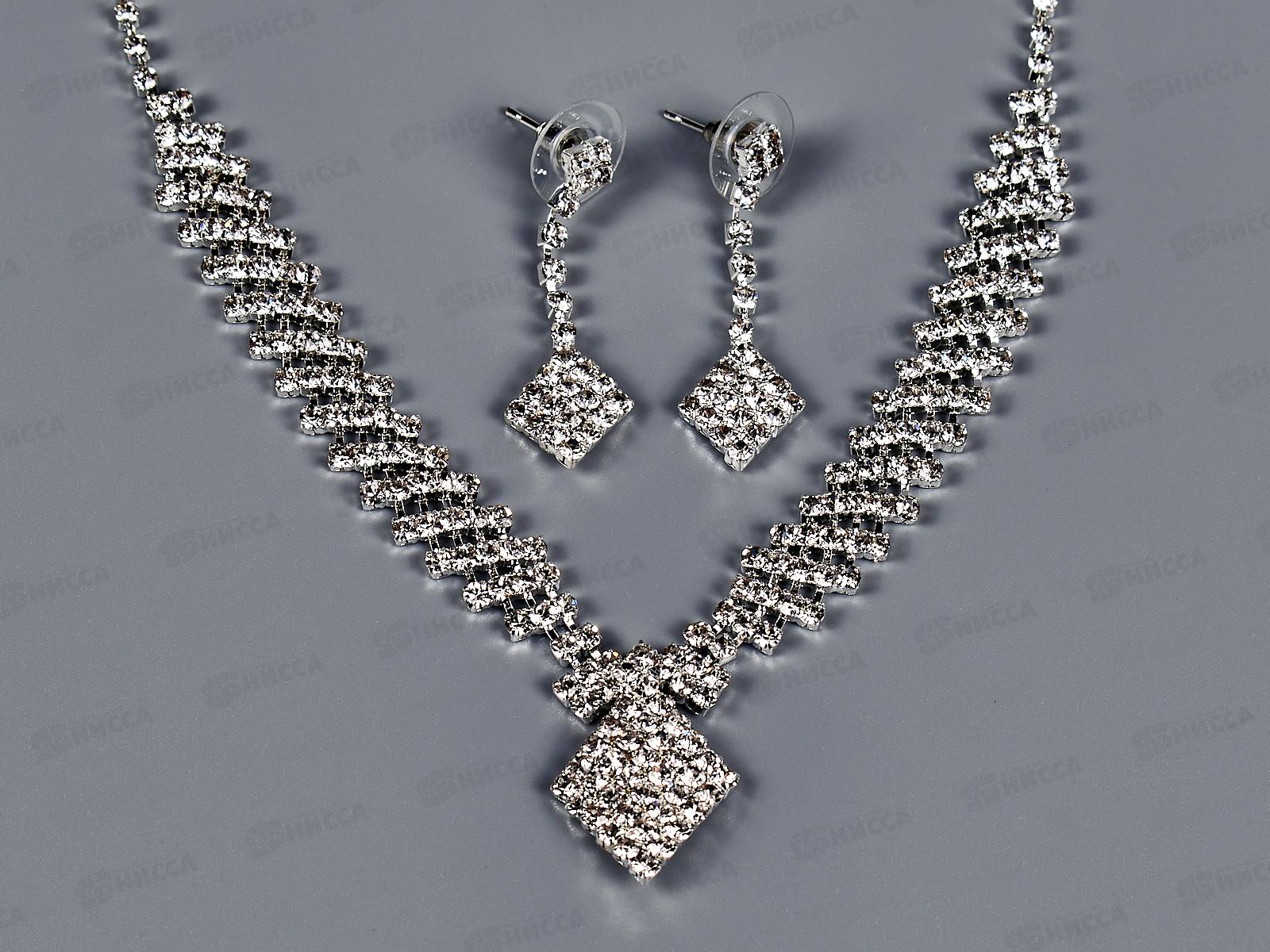 Набор бижутерии &quotСвадебный&quot колье+серьги со страз №1810