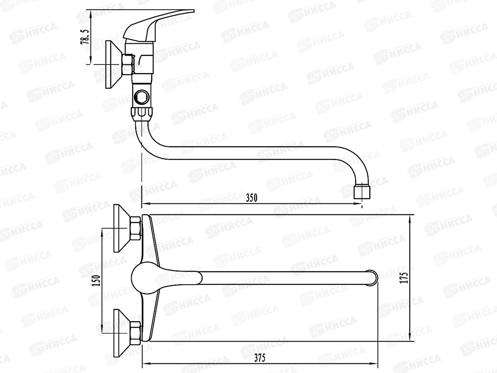 Смеситель СоюзКран для ванны круглый излив 30мм цинк 566-383 г