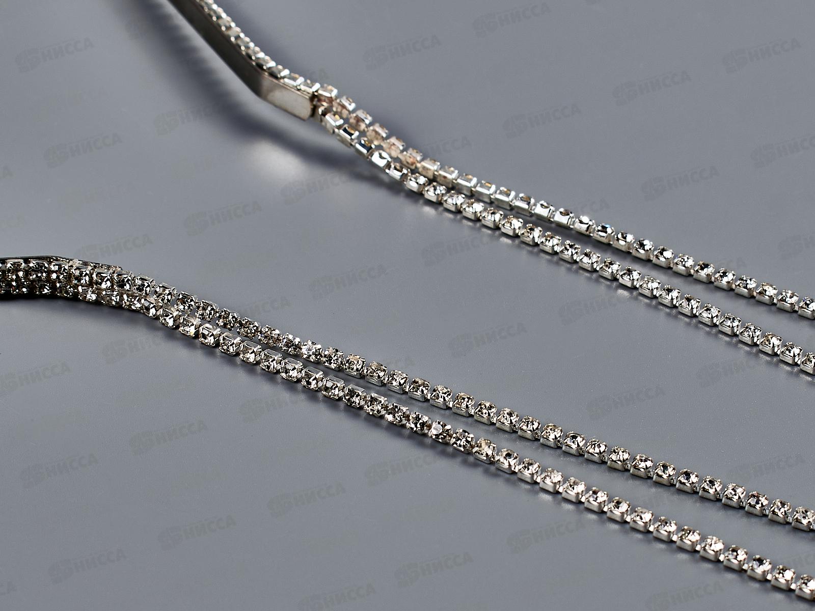 Ободок металл 2ряда,стразы+серьги №6822