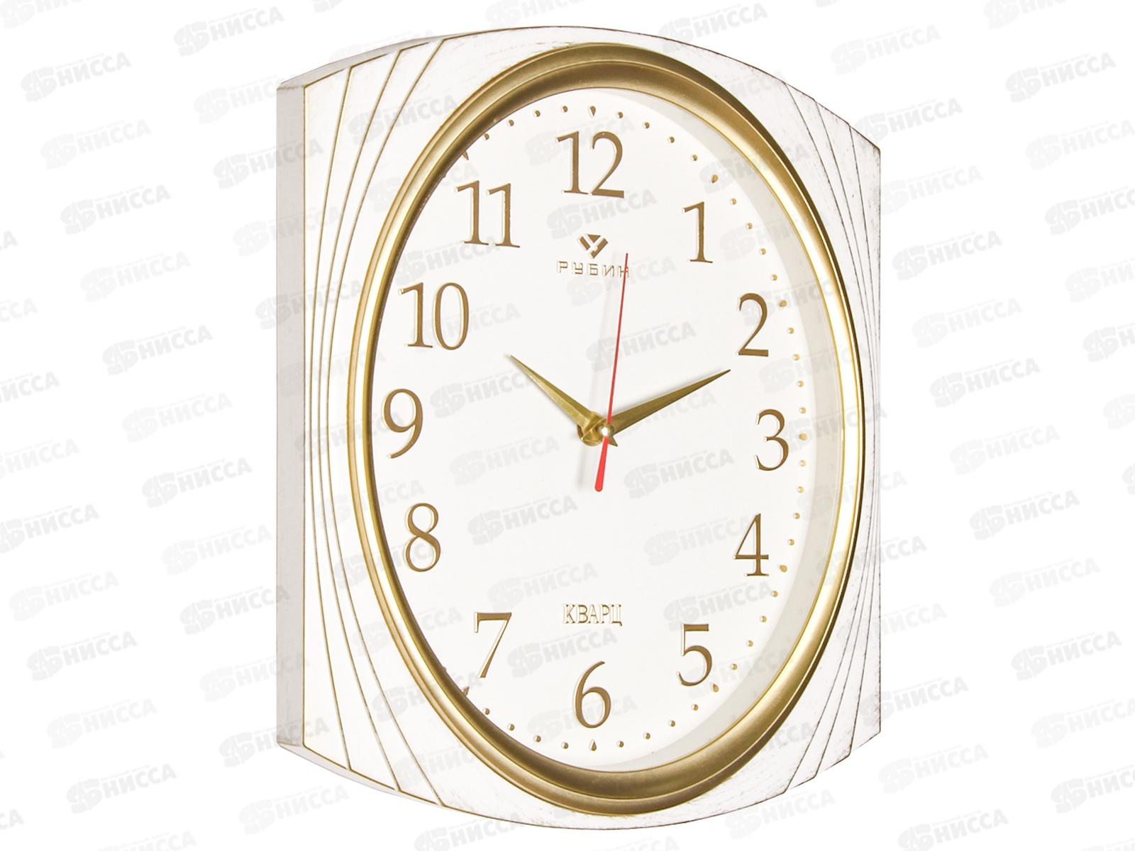 Часы настенные &quot21 Век&quot 2832-002 Прямоугольные. Корпус белый с золотым. Рубин