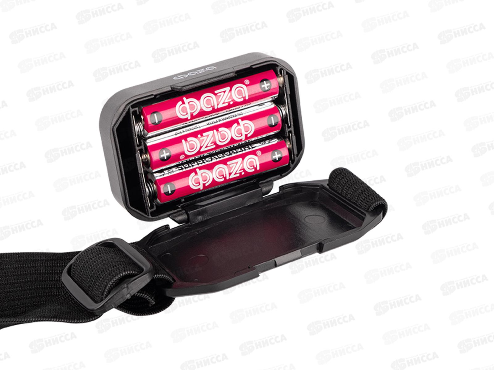 Фонарь ФАZA налобный, светодиодный, черный, 3*AAA, H9-L1W-bk *12/48