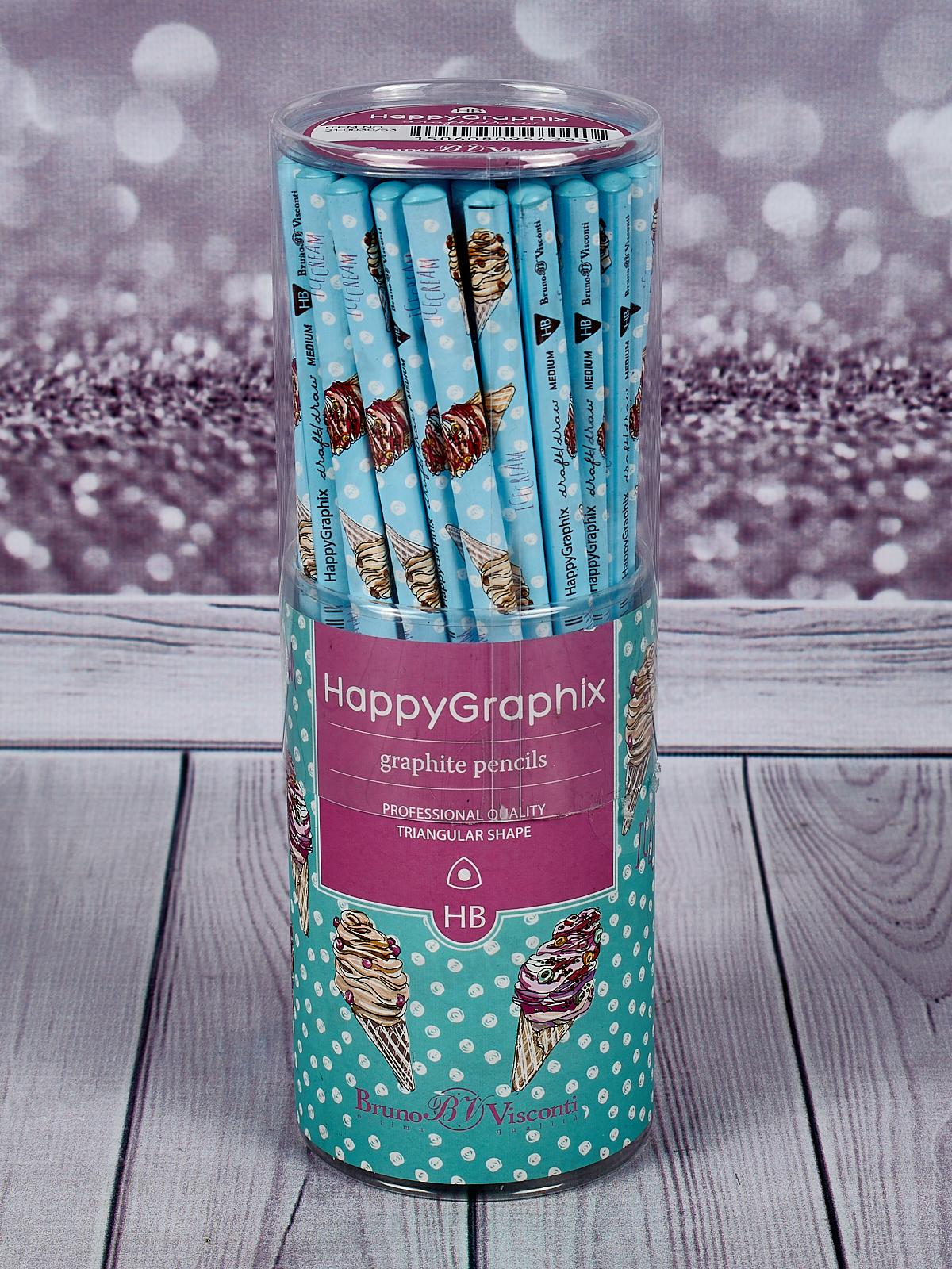 Карандаш чернографитный Happy Graphix Мороженое Сахарный рожок НВ,21-0030/53*50/300