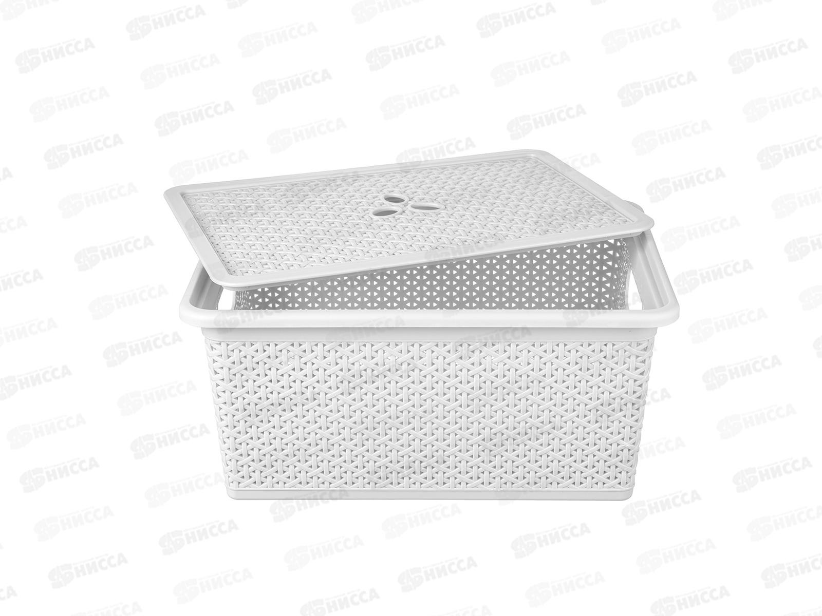 Корзина 15л &quotWenge&quot 398*273*177мм с крышкой светло-серый 221305921/03