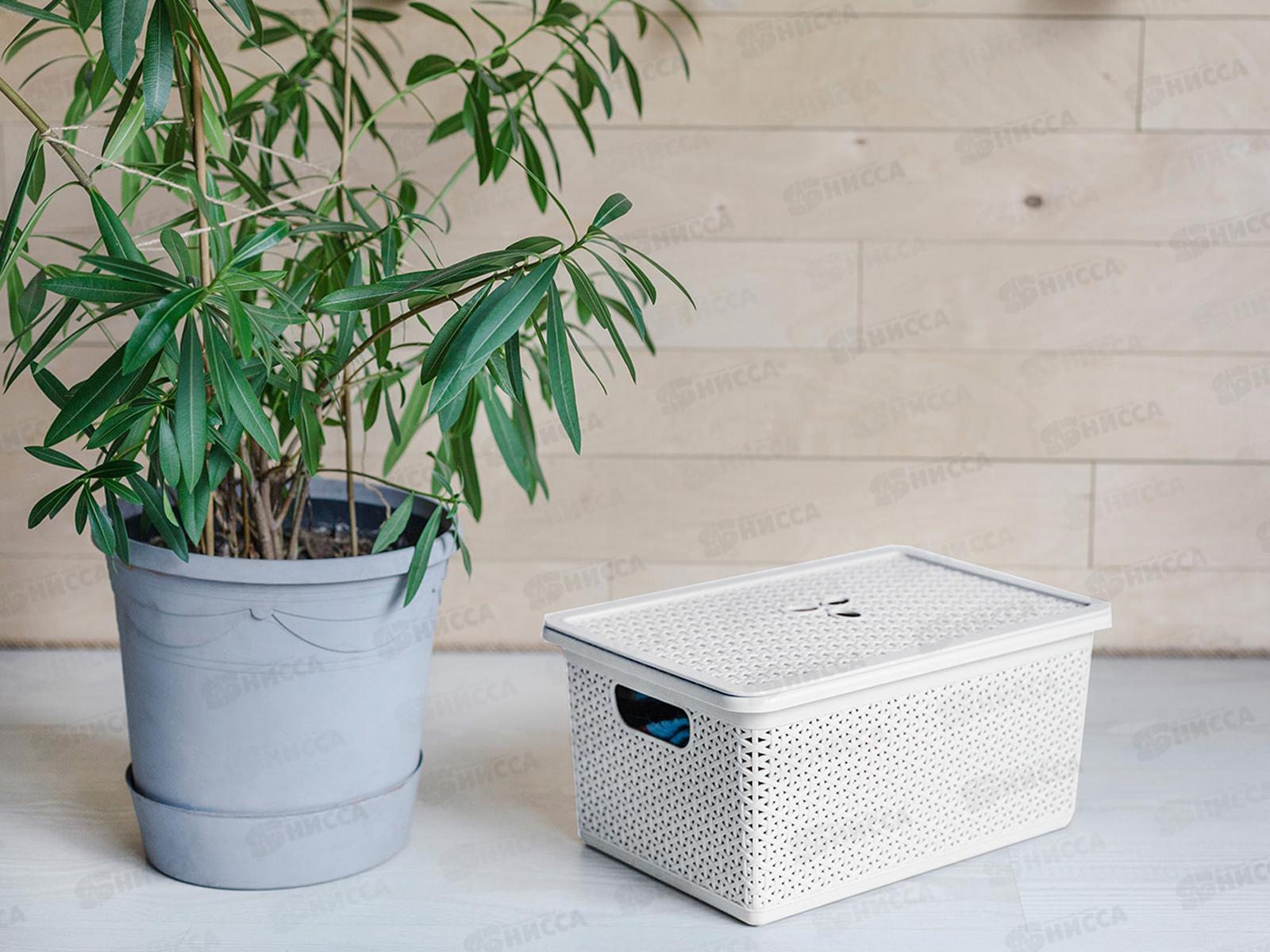 Корзина 15л &quotWenge&quot 398*273*177мм с крышкой светло-серый 221305921/03