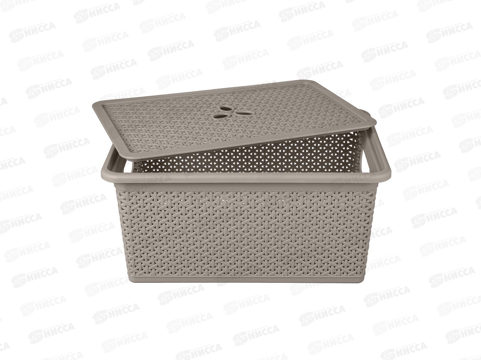 Корзина 15л &quotWenge&quot 398*273*177мм с крышкой серый 221305935/04