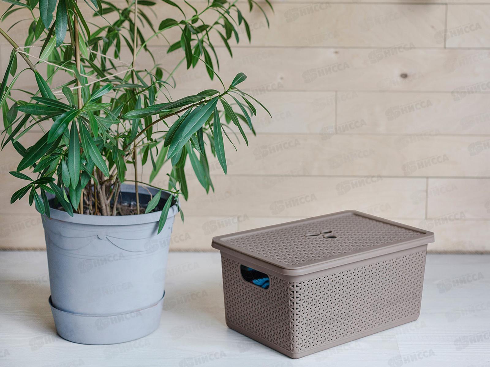 Корзина 15л &quotWenge&quot 398*273*177мм с крышкой серый 221305935/04