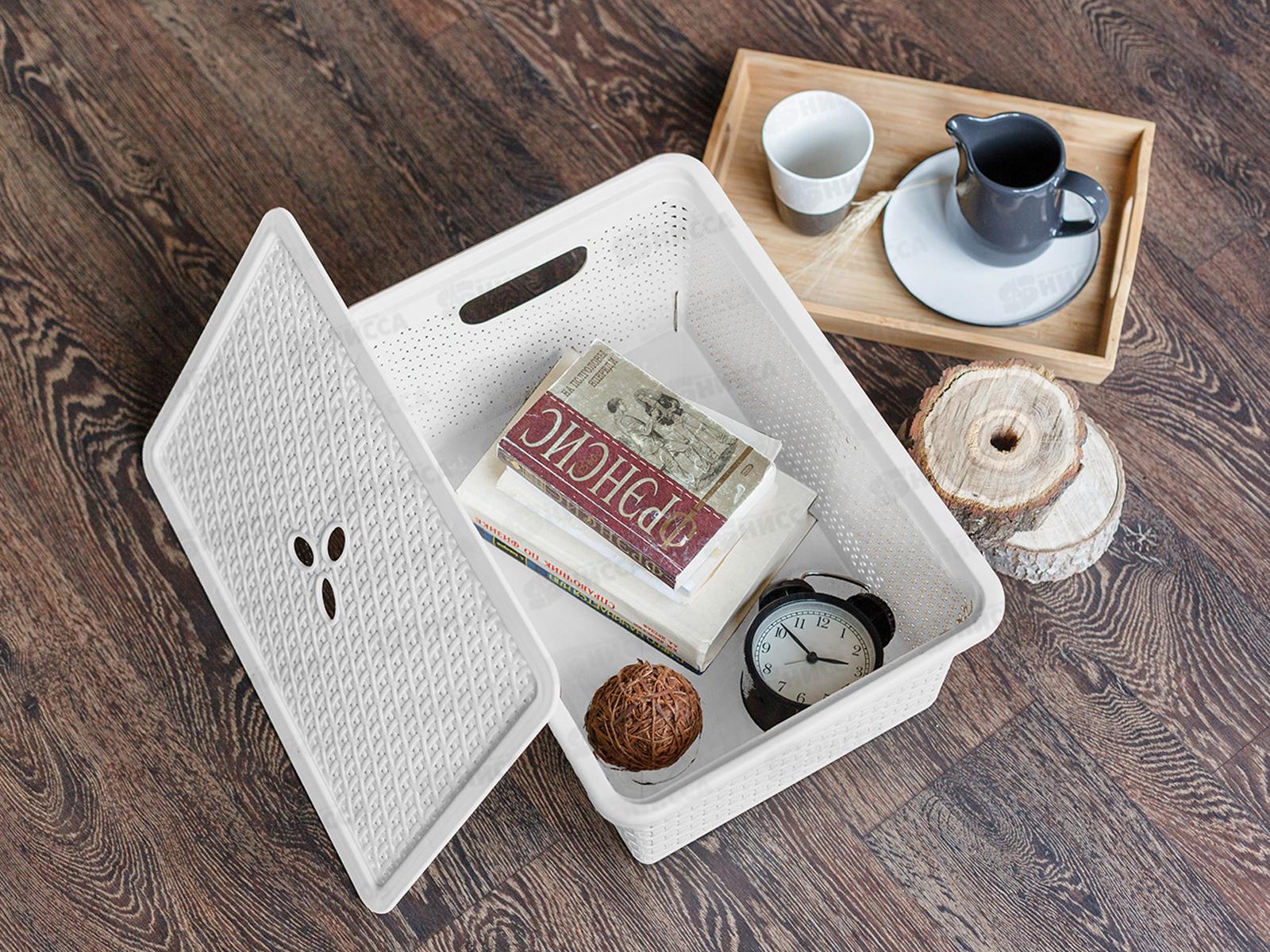 Корзина 20л &quotWenge&quot 430*300*200мм с крышкой светло-серый 221306021/03