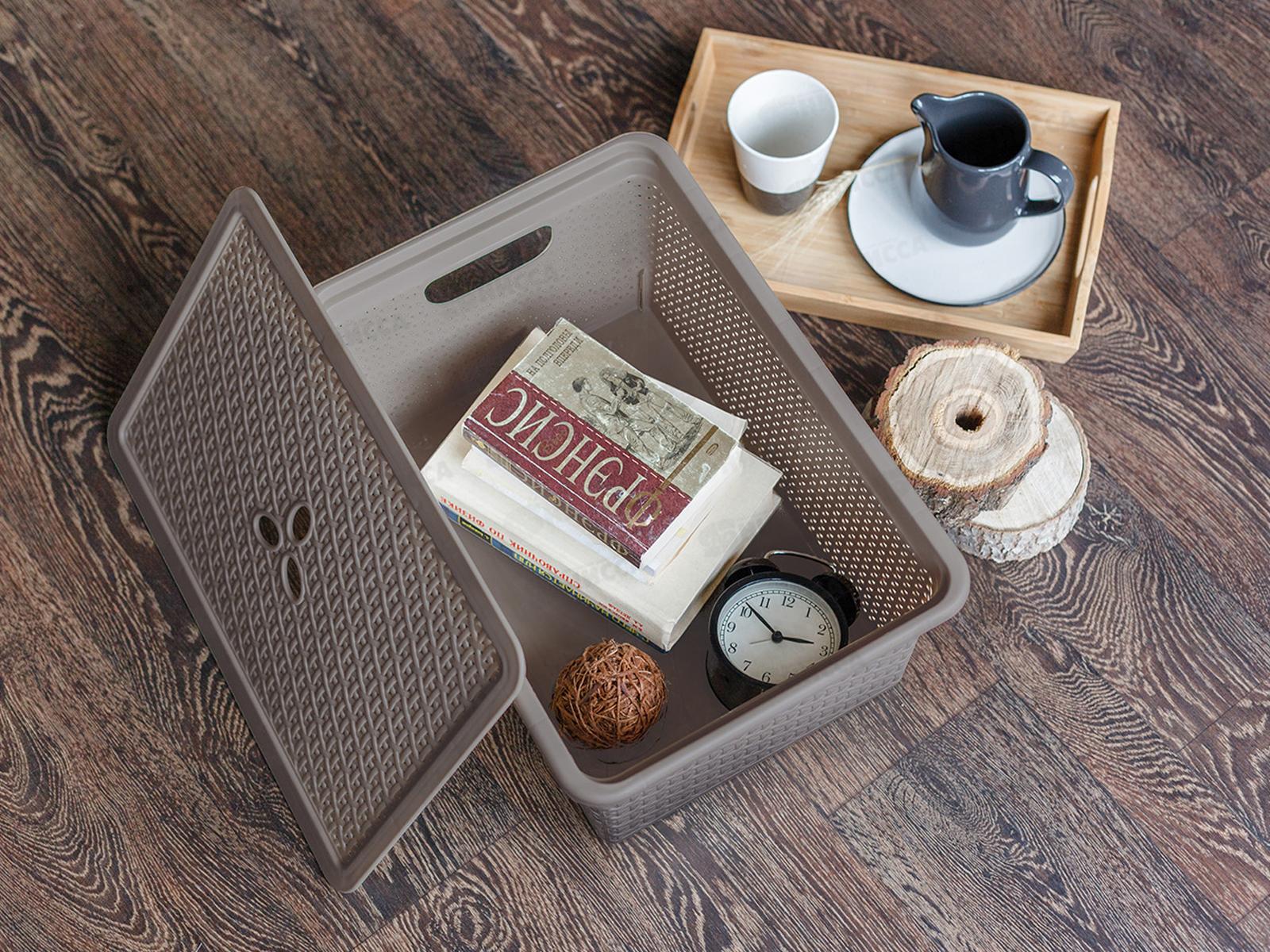 Корзина 20л &quotWenge&quot 430*300*200мм с крышкой серый 221306035/04