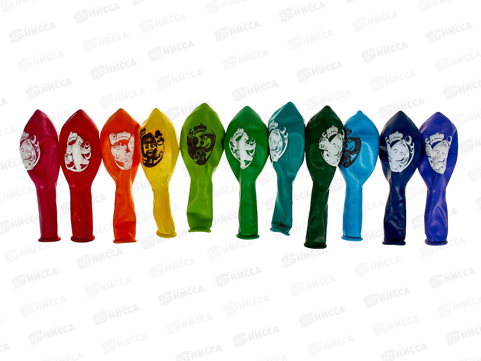 Шары 12&quot с рисунком С Днем Рождения Маша и Медведь (уп/50шт) 1103-1530