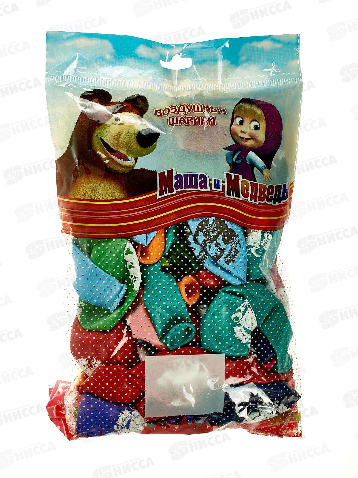 Шары 12&quot с рисунком С Днем Рождения Маша и Медведь (уп/50шт) 1103-1530