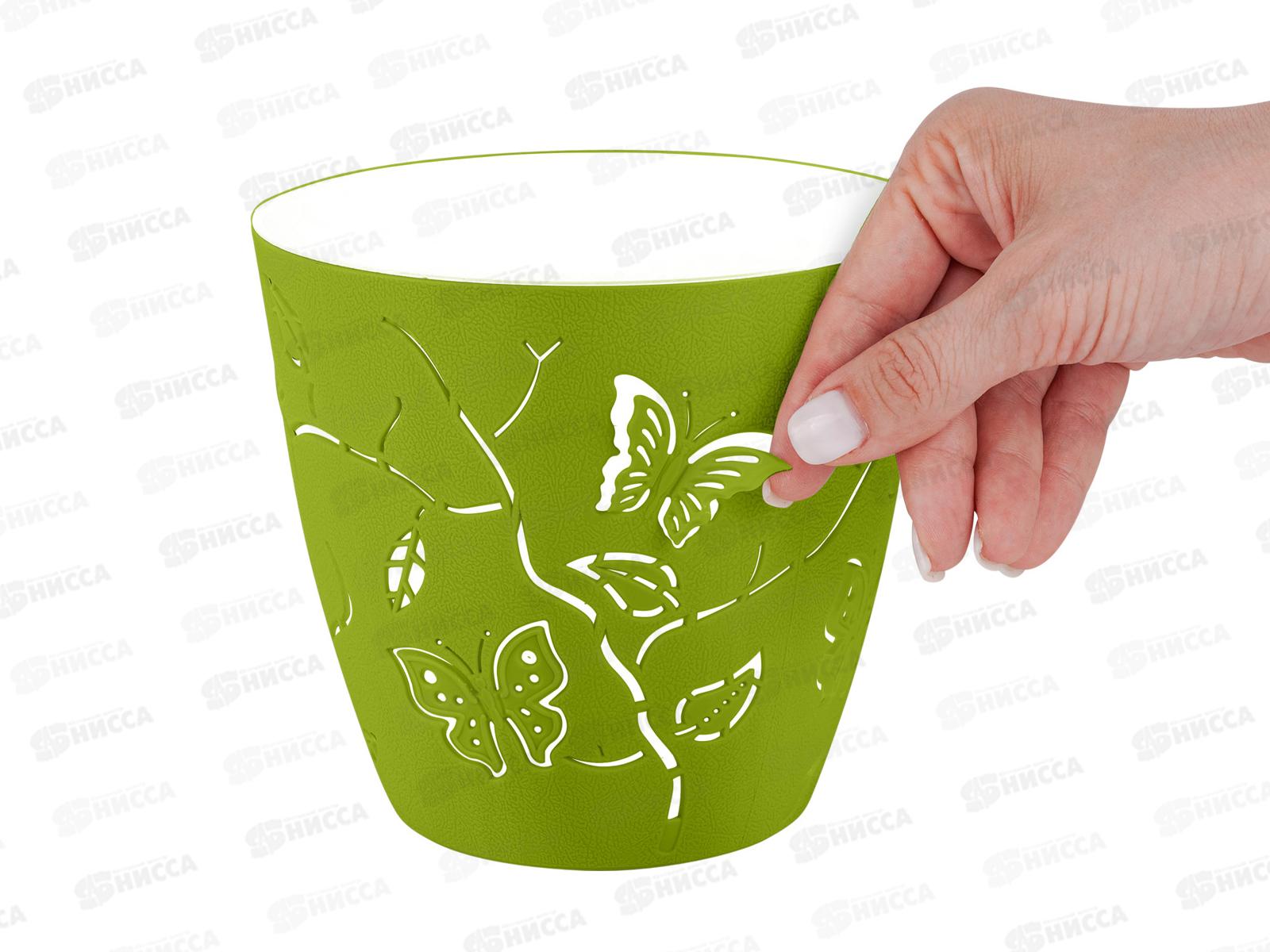 Горшок для цветов &quotButterflies&quot D115мм 0,7л зеленое яблоко РТ401110050 *20