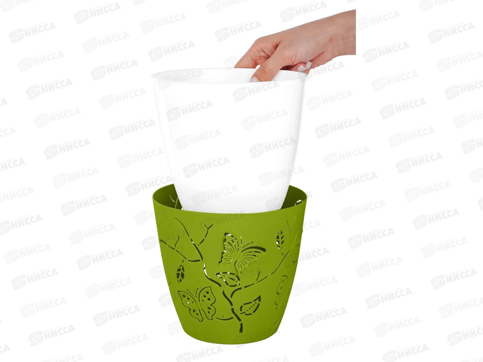 Горшок для цветов &quotButterflies&quot D175мм 2,5л Зеленое яблоко РТ401310050