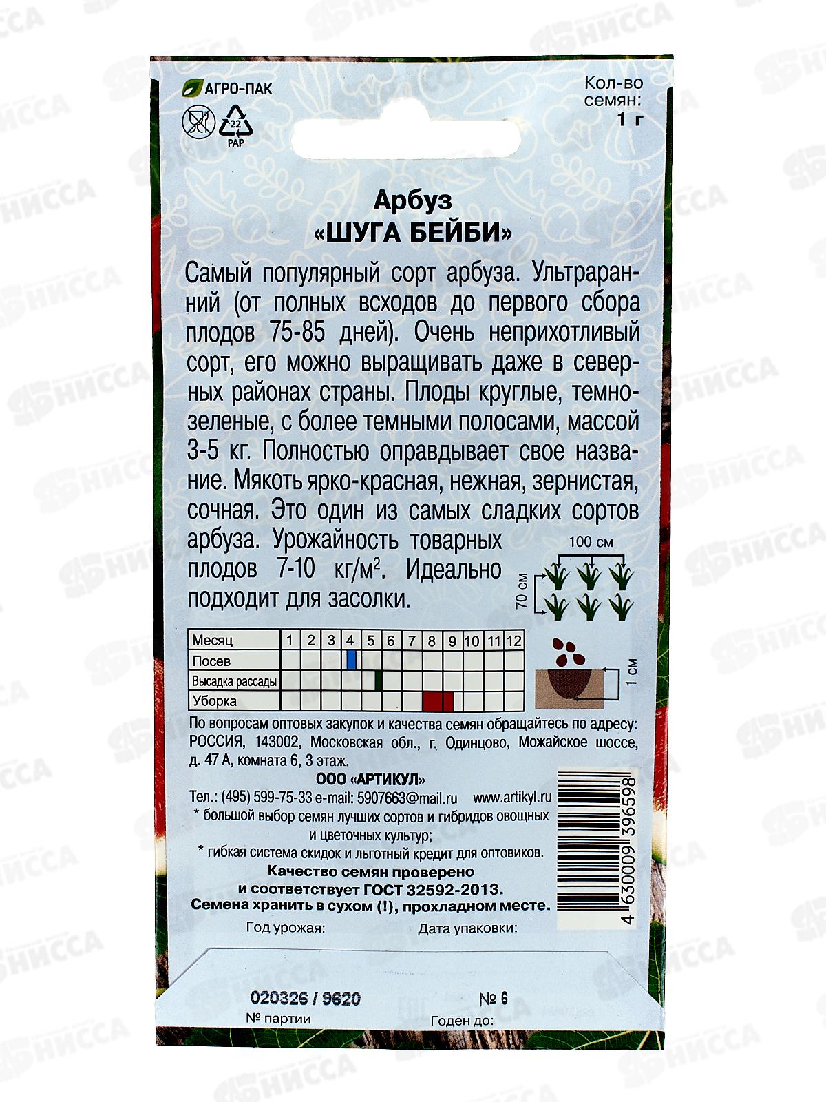 Арбуз Шуга Бейби 1г цв/п *10  АРТ +